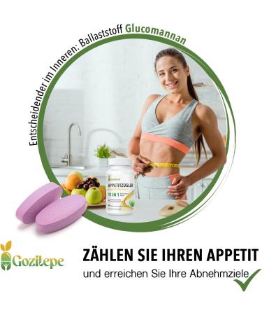 Natural Appetite Suppressant - High-Dose Glucomannan & Konjak Root - 90 Tablets for Women - 11 in 1 Effective Formula - Buy Online on GoSupps.com