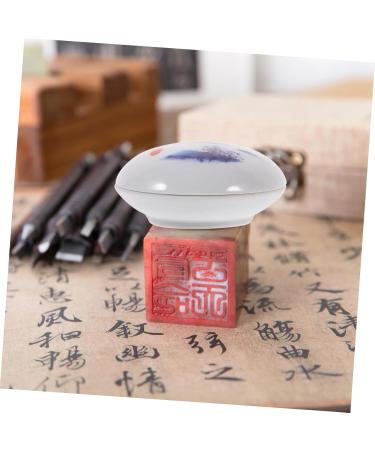 Angoily Ink Pad Box Lip Balm Container Scrapbook Ink Stamp Travel Lotion Container Makeup Container Blusher Pots Craft Ink Pad Rustic Home Decor Red Ink Ceramics Mini White Cream - Buy Online on GoSupps.com
