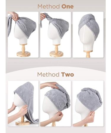 Sackei Microfiber Hair Drying Towel Wrap - Super Absorbent Hair Turban for Kids and Women - Anti Frizz - Purple, Medium Size - Buy Online on GoSupps.com