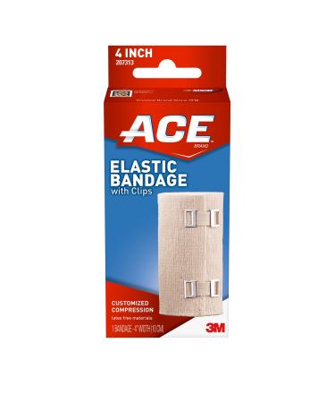 ACE 4 Inch Elastic Bandage with with Clips Beige Great for Leg Shoulder and More 1 Count 4 Beige