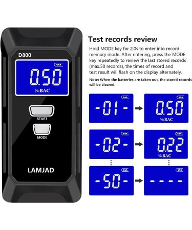 LAMJAD Professional Breathalyzer with LCD Screen, Semiconductor Sensors, 10 Mouthpieces - Police-Grade Alcohol Tester for Personal & Professional Use - Buy Online on GoSupps.com