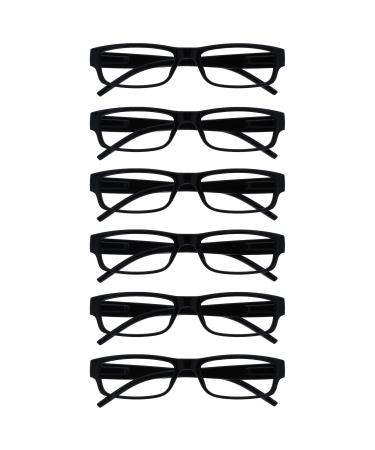 Opulize ace reading glasses 6 Pack Classic everyday narrow frame scratch -resistant spring hinges black men Womens rrrrrrrrrrr32 black 1.5 dioptria