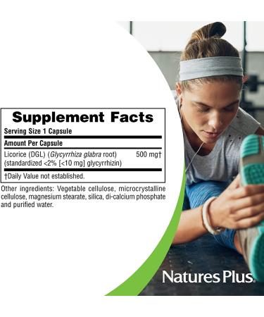 Nature's Plus Herbal Actives Licorice DGL 500 mg - 60 Vegetarian Capsules for Digestive Support - Buy Online on GoSupps.com