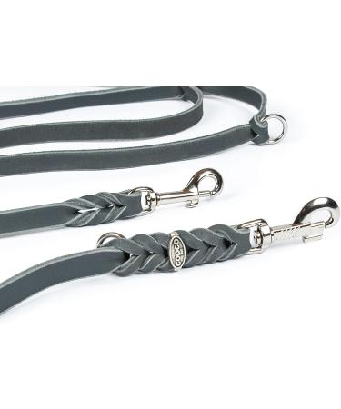 Buy COPCOPET 3-Way Adjustable Fat Leather Dog Leash - 100% Handmade in Germany 5m x 10mm Soft Leather with Chrome Carabiners - Gray Color - Buy Online on GoSupps.com