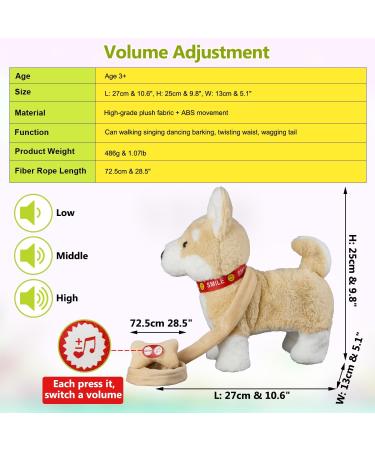 Corgi Interactive Walking and Barking Robot Dog with Volume Control - Electronic Plush Stuffed Animal for Kids - Buy Online on GoSupps.com