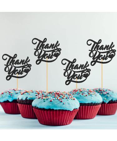 INNORU Thank You Cupcake Toppers Wedding Bridal Shower Cake Toppers Engagement Baby Shower Thanksgiving Day Party Decorations Supplies Pack of 24 Black Glitter - Buy Online on GoSupps.com
