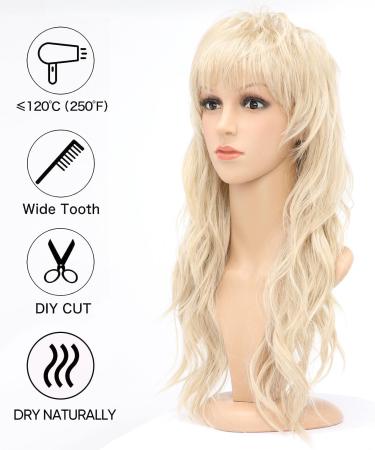Blonde Mullet Wig for Women - 22 inch Long Synthetic Pixie Cut with Bangs and Fringe for Party and Cosplay - Buy Online on GoSupps.com
