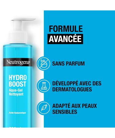 Neutrogena | Hydro Boost Aqua Cleansing Gel (200 ml pump bottle) Facial cleanser with hyaluronic acid and glycerin Hydrating gel to remove impurities and makeup - Buy Online on GoSupps.com