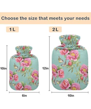 NAANLE 2L Heat Bottle with Floral Poppy Cover | Pain Relief & Therapy | Transparent Hot Water Bottle for Back & Neck Care - Buy Online on GoSupps.com