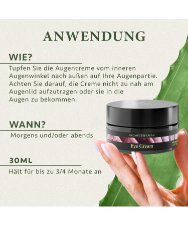 Organic Eye Cream 30ml - 100% Vegan with Aloe Vera Hyaluronic Acid & Argan Oil | Anti-Dark Circle Care for Men & Women | Natural Cosmetics - Buy Online on GoSupps.com