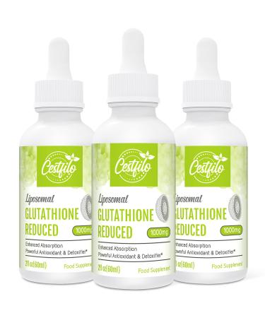 Cestfilo Liposomales Glutathion Liquid 1000 mg highest absorption active form L-glutathione (GSH) Liquid strong antioxidant for the immune system (Pack of 3) 60 ml (3 Pack)