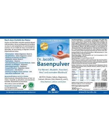 Dr. Jacobs Citrate Base Powder - High Potassium Calcium Magnesium Zinc & Vitamin D for Diets - 300g Original Formula - Buy Online on GoSupps.com