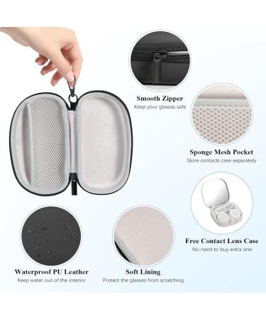 Moko 2 in 1 Glasses Case & Contact Lens Container - Portable Travel Set with Mirror & Tweezers for Men & Women | Black & White - Buy Online on GoSupps.com
