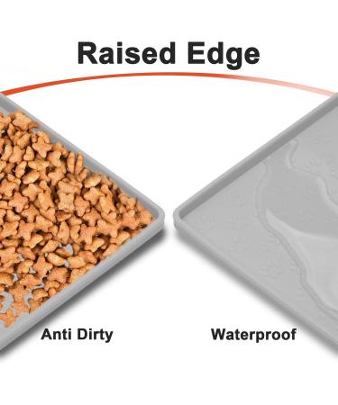 Moacc Silicone Lining Mats for Dogs & Cats - Slipproof Waterproof Food Base Mats (47x30cm) - Gray Paw Pattern - Buy Online on GoSupps.com