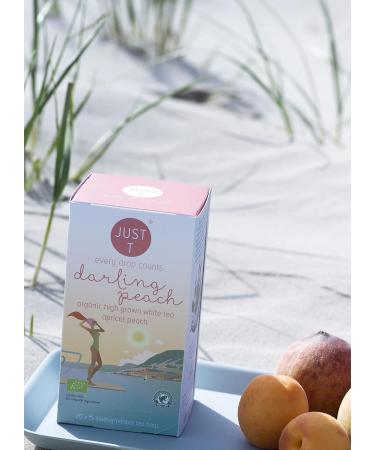 Organic White Tea with Apricot Peach | Biodegradable Double Chamber Tea Bags - 20 Count pack | JUST T Darling Peach - Buy Online on GoSupps.com