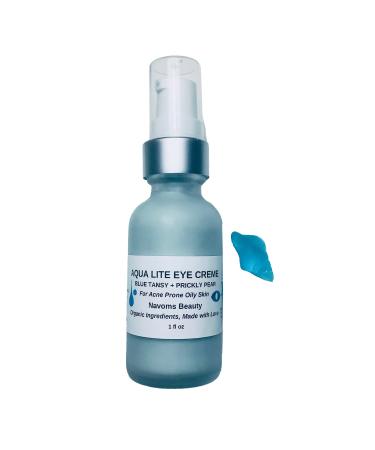 Organic Aqua Lite Eye Creme Under Eye Moisturizer Quick Absorbing Eye Cream with Precious Blue Tansy & Prickly Pear Under Eye Hydrating Cream All Ages and Skin Types Anti Aging - VEGAN (1 oz)
