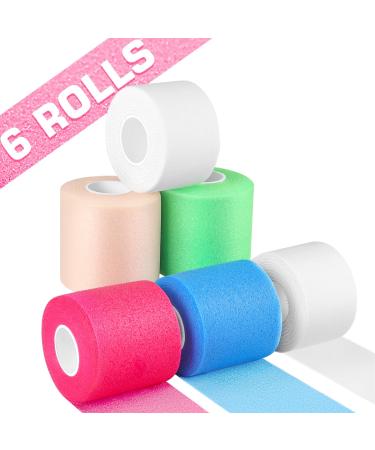 Prewrap Athletic Tape Set-4 Rolls Foam Pre Wrap & 2 Rolls White Athletic Tape Underwrap Foam Strip for Hair Arm Wrist Hair Soccer Sports Pre Wrap to Protect Ankles Wrists and Knees for Athletes