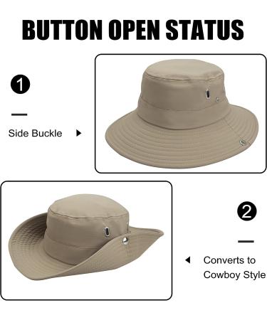 Muryobao Men's Sun Hat UPF 50+ Wide Brim Breathable Safari Cap, Khaki - Buy Online on GoSupps.com