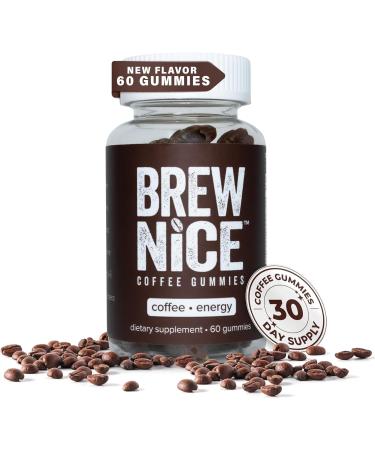 Coffee Gummies - 50 mg of Caffeine/Gummy - Energy Boosting Herbal Extract Infused with Taurine Guarana Vitamin B-6 Rhodiola Rosea - 2 Gummies/Day - 60 Count