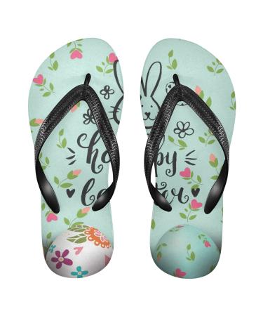 Mnsruu Rabbit Leaf Print Flip Flops Home Hotel Spa Bedroom Travel XS for Men Women