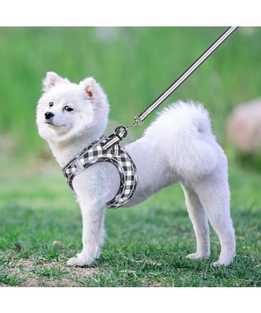 Adjustable Reflective Dog Harness for Small Dogs - Breathable & Anti-Train Design | Heele Plaid White Harness for Walking & Training - Buy Online on GoSupps.com