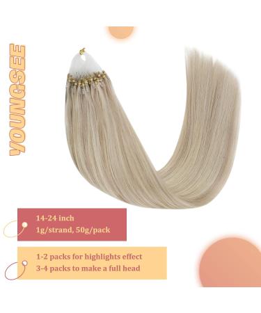 Youngsee Microring Extensions | Real Hair 35cm Blond Loop & Highlight Extensions | Premium Quality 50g #18/613 - Buy Online on GoSupps.com