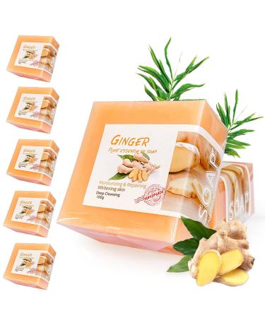 Arindar 5 PACK Organic Ginger Soap Ginger Soap Bar Lymphatic Natural Organic Ginger Soap For All Skin 5PCS Ginger Bar Soap