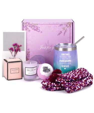 Relaxation Spa Gifts for Women Lavender Birthday Female Gift Baskets for Women Moms Who Have Everything Best Friend Sister Work Bestie Gifts Set Small Purple-1