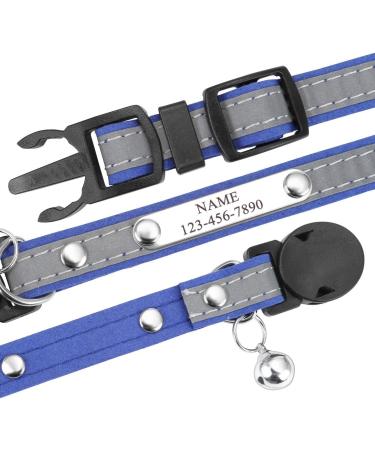 Personalized Reflective Cat Collar - Mogokoyo 2-Pack Bells Adjustable Safety Lock Custom Name & Phone - Black & Blue - Buy Online on GoSupps.com