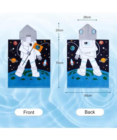 Flyish Kids Bathing Poncho - 100% Cotton Hooded Towel for Boys & Girls | Space Astronaut Design 70x60cm | Ideal Beach & Bath Solution - Buy Online on GoSupps.com