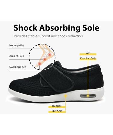 ERLESEN Diabetic Shoes: Adjustable Elderly Footwear for Swollen Feet | Men's & Women's Extra Wide Velcro Shoes for Pain Relief | 8 X-Wide Black - Buy Online on GoSupps.com
