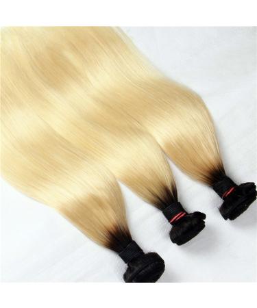 Remeelhi 100g Peruvian Ombre Hair Extensions - 1B/613 Two Tone Blonde Bundles - Silk Straight 16 Human Hair - Buy Online on GoSupps.com
