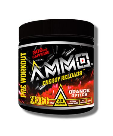 AMMO Energy Reloads Pre Workout Powder - 300mg Caffeine Zero Sugar Vital Aminos and Electrolytes No Artificial Flavors or Colors (Orange Optics)