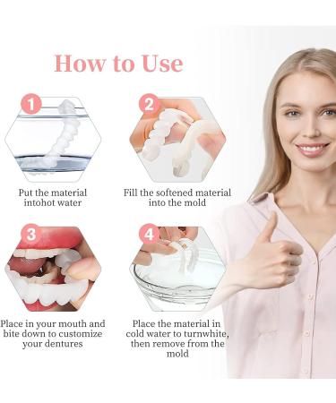 2PCS Fake Teeth Veneers Dentures for Men and Women - Temporary Tooth Repair Kit for Upper and Lower Jaw - Bright White Smile - Protect Your Teeth and Regain Confidence - Buy Online on GoSupps.com