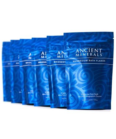 Ancient Minerals Magnesium Bath Flakes Single use Magnesium Chloride Pouches 0.33lb Bag Pack of 6