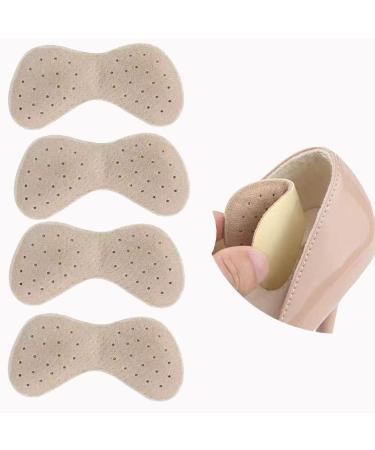 Premium Leather Breathable Heel Inset  Heel Pads  Heel Liner  Cushions Inserts for Shoes Too Big/Loose Prevent Heel Pain Rubbing&Blisters Improved Shoe Fit and Comfort are Unisex 4 Pieces (Beige)