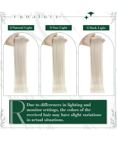 Runature Clip In Extensions | Real Hair White Blonde 45cm | 3 Piece Seamless & Affordable 50g Human Hair Extensions #800 - Buy Online on GoSupps.com