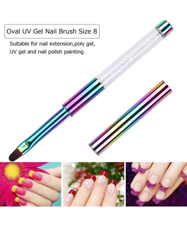 Ycyan Oval UV Gel Nail Brush Size 8 Rhinestone Handle | Professional Multi-colored Nail Art Tool - Buy Online on GoSupps.com