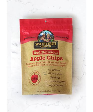 Sisters Fruit Company Apple Chips, All Natural, Gluten-Free, Fat-Free, Contains SIX 2.25 OZ. Bags (Red Delicious Apple)