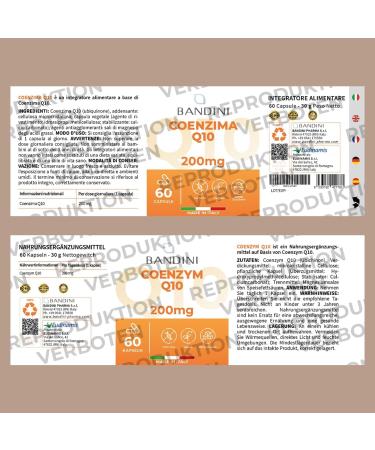 Buy Bandini Coenzyme Q10 - 200mg per Capsule 60 Count | High Quality GVO-Free No Additives | Supports Energy & Heart Health | Shop Global - Buy Online on GoSupps.com