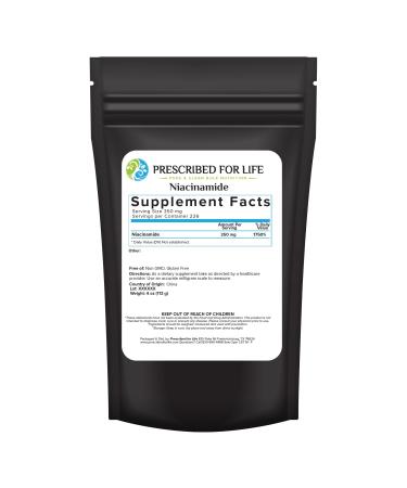 Prescribed For Life Niacinamide Powder (B-C) Fine Granular USP Grade Vitamin B3 Powder Natural Nicotinamide Supplement Gluten Free Non GMO Vegan Niacinamida Pura (4oz / 113g)