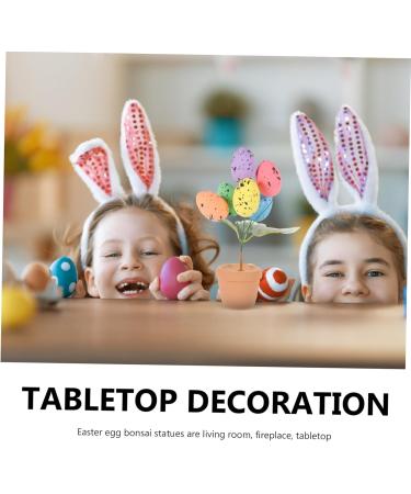 Alipis Easter Eggs Emblems Easter Centerpiece Decoration Egg Bonsai Ornaments Potted Plant Household Picture 2 19.00X7.00X7.00CM - Buy Online on GoSupps.com