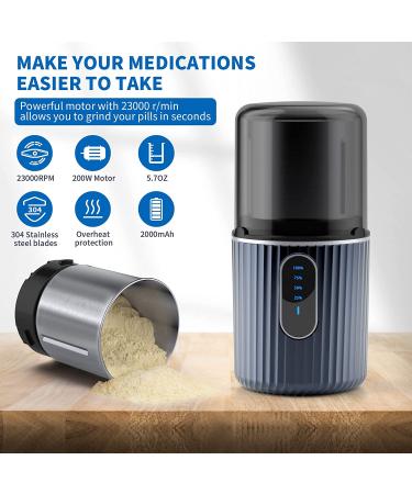 Cordless Electric Pill Crusher Grinder - Grind Multiple Pills to Fine Powder - Navy Blue - Buy Online on GoSupps.com