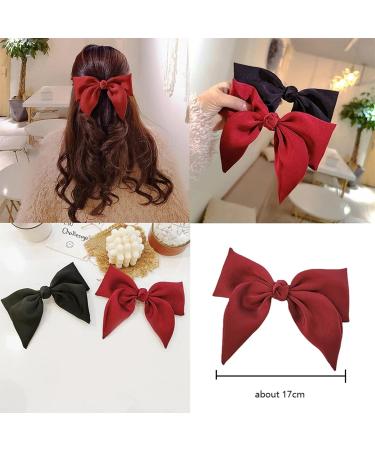 Large Bow Hair Bow Hair Clip Women Satin Hair Clips Satin Large Bow For Party Birthday Party Wedding 2 Colors - Buy Online on GoSupps.com