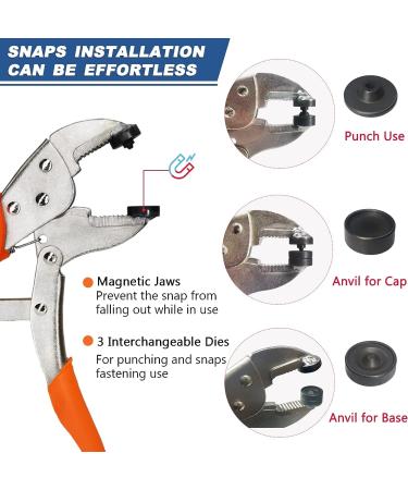 Snap Pliers for Metal Snaps  Heavy Duty Snap Fastener Tool Kit with 3 Dies& 60-Set Stainless Steel 15mm Snaps  for Boat Cover/Tarp/Marine Canvas/Leather Snaps Installation/Replacement-by MinliGUY - Buy Online on GoSupps.com