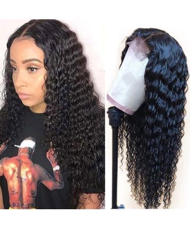 Lace Front Wigs Human Hair Pre Plucked 4x1 T Part Deep Wave Glueless Human Hair Wigs for Black Women Deep Curly Lace Front Wig Human Hair with Baby Hair Natural Black 150% Density 18 Inch 18 Inch Wigs For Black Women
