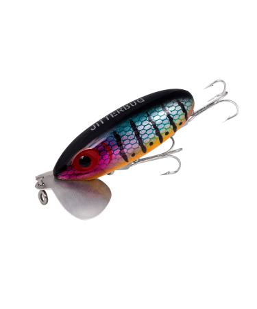 Arbogast Jitterbug Topwater Bass Fishing Lure - Excellent for Night Fishing G630 (2 in, 1/4 oz) Wounded Perch
