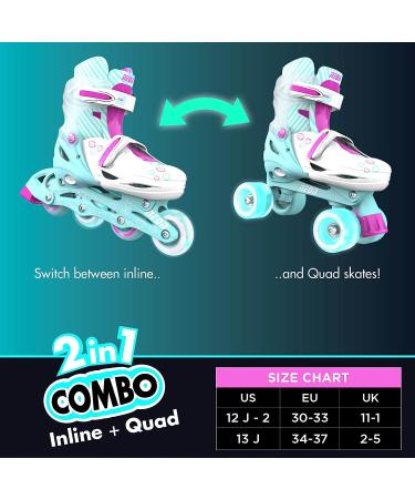 Yvolution Neon Inline Skates for Kids | Adjustable Size | Light-Up Wheels | Beginner Outdoor Skates | Boys and Girls Gift | Teal Pink 3-6 - Buy Online on GoSupps.com