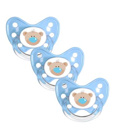 Dentistar Silikon Schnuller 3-Set- Size 1 Schnuller 0-6 months- tooth and jaw-friendly nipple with dental level- BPA-free- Made in Germany- Bear