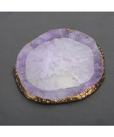 Natural Resin Stone Nail Palettes with Gold Edge - Purple DIY Nail Art & Makeup Tool - Buy Online on GoSupps.com